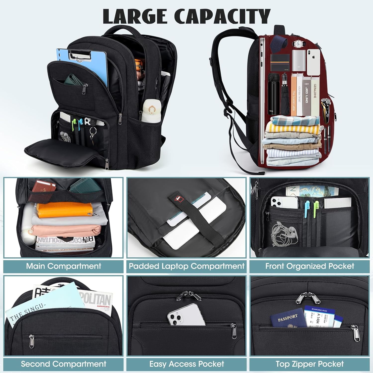 TRAHOOTravel Laptop Backpack, 17 Inch Extra Large Laptop Backpack with