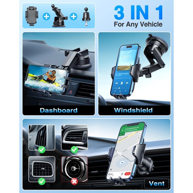 TRAHOO[True MilitaryGrade] Car Phone Holder [2024 Strongest Suction