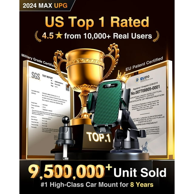 TRAHOO[True MilitaryGrade] Car Phone Holder [2024 Strongest Suction