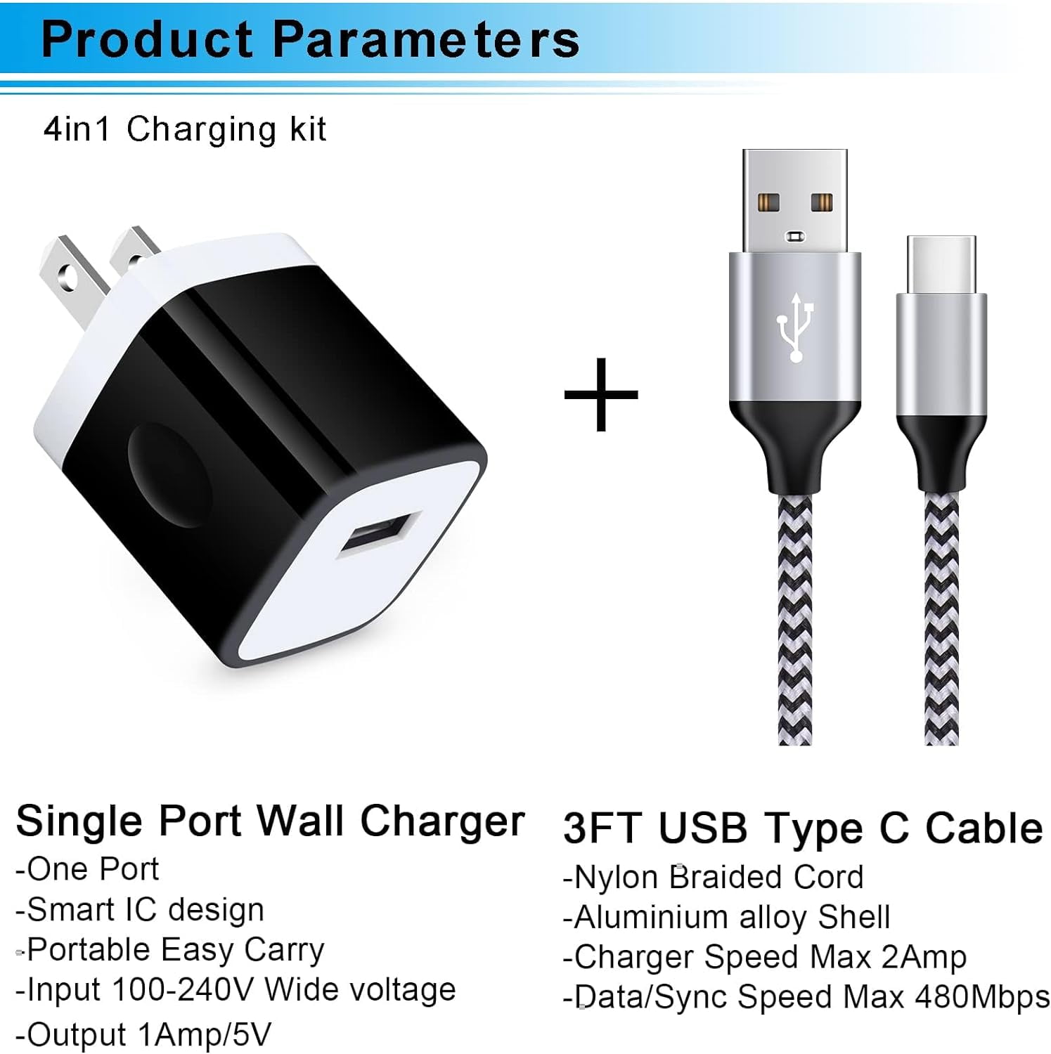 TRAHOOType C Charger Fast Charging Block 5V/1A Wall Charger Box Plug