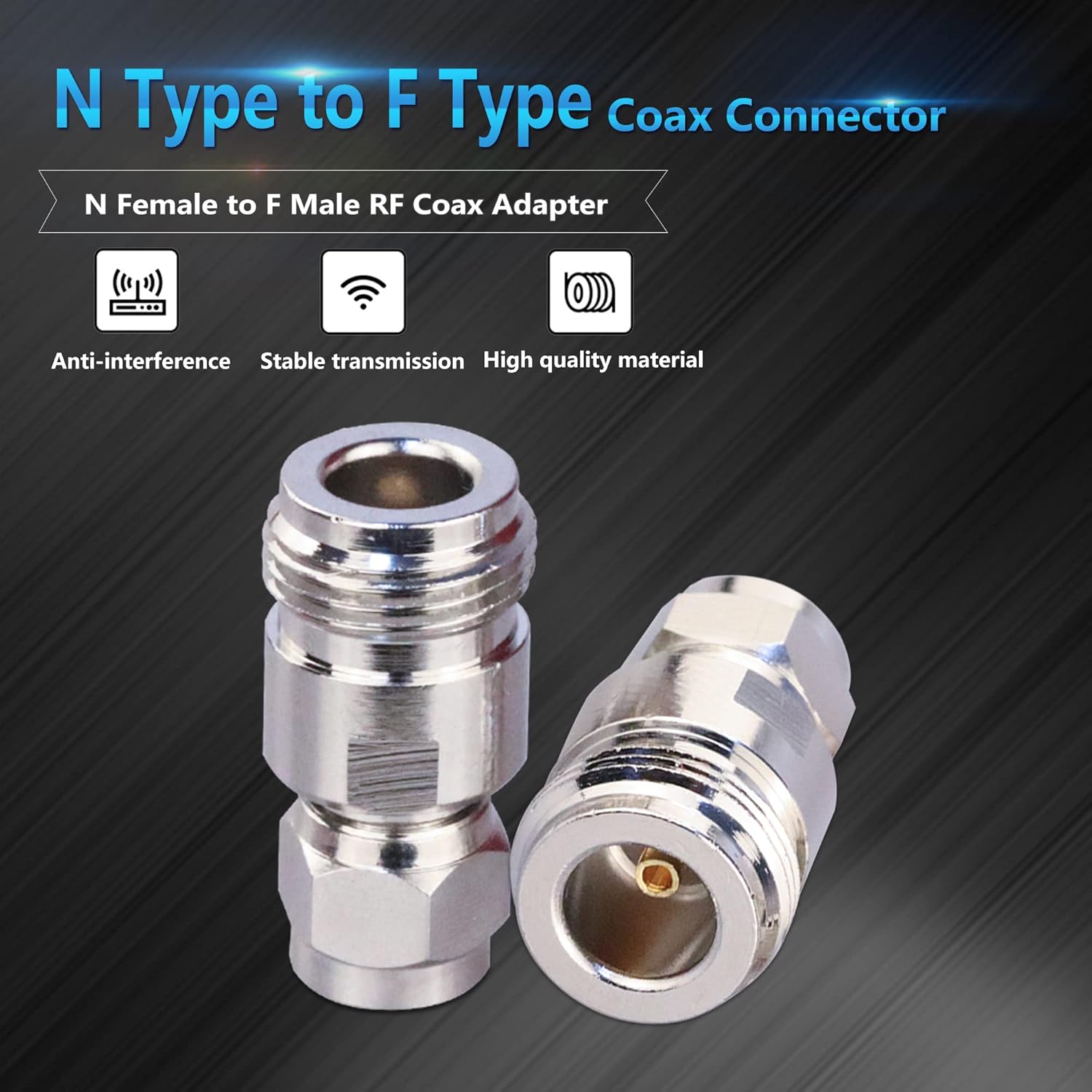 TRAHOOType F to N Type Coaxial Adapter, N Type Female to Type F Female