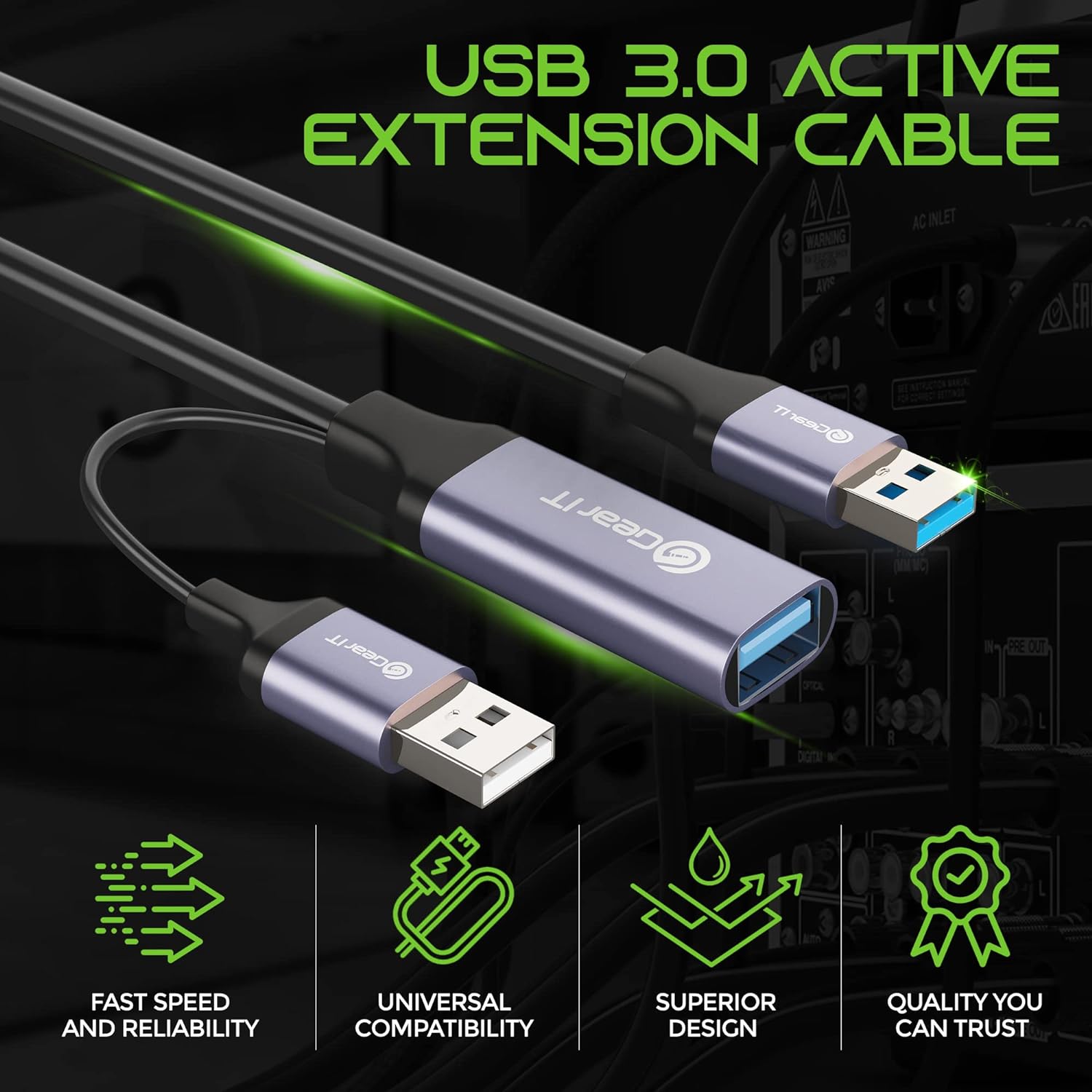 TRAHOOUSB 3.0 Active Extension Cable (20 Feet) AMale to AFemale USB