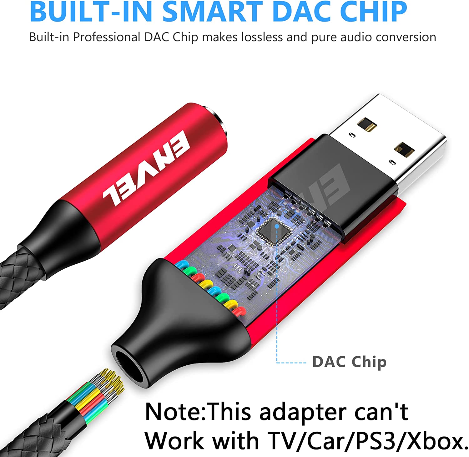 TRAHOOUSB to 3.5mm Jack Audio Adapter, Builtin Chip Sound Card,USB to