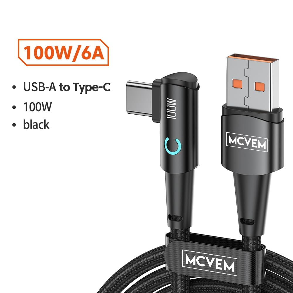 TRAHOOUSB A to USB C High Power 100 Watt Charging and Data Cord 90