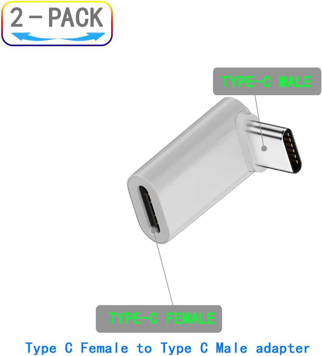 TRAHOOUSBC 90 Degree Adapter, USB Type C Coupler Extender Support