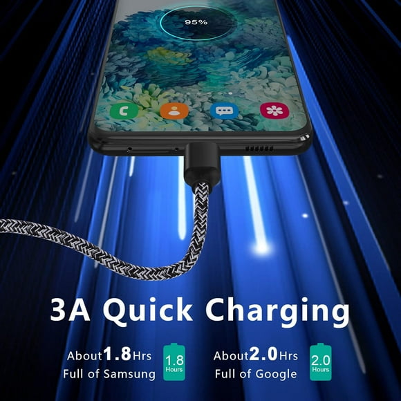 TRAHOO-USB C Cable 3ft,3Pack Type C Charger Cable Phone Charger Cord for Samsung Galaxy Z Fold 6 5 4 Z Flip 6 5 4 A15 A14 A13 A53 S24 S23 S22 Ultra S21 FE S20 S10 Note 20 Pixel 8 7 6 Pro Fast Chargin