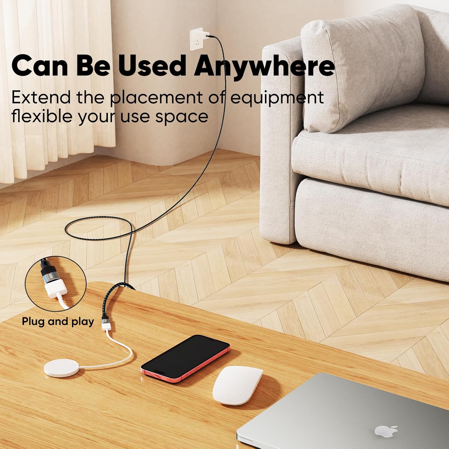 TRAHOOUSB C Extension Cable 20 Ft, USB C Extender, 100W Type C Male to