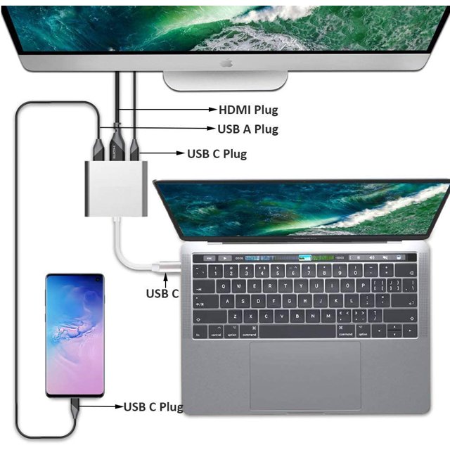 TRAHOOUSB C to HDMI Adapter, USBC Digital AV Multiport Adapter 4K