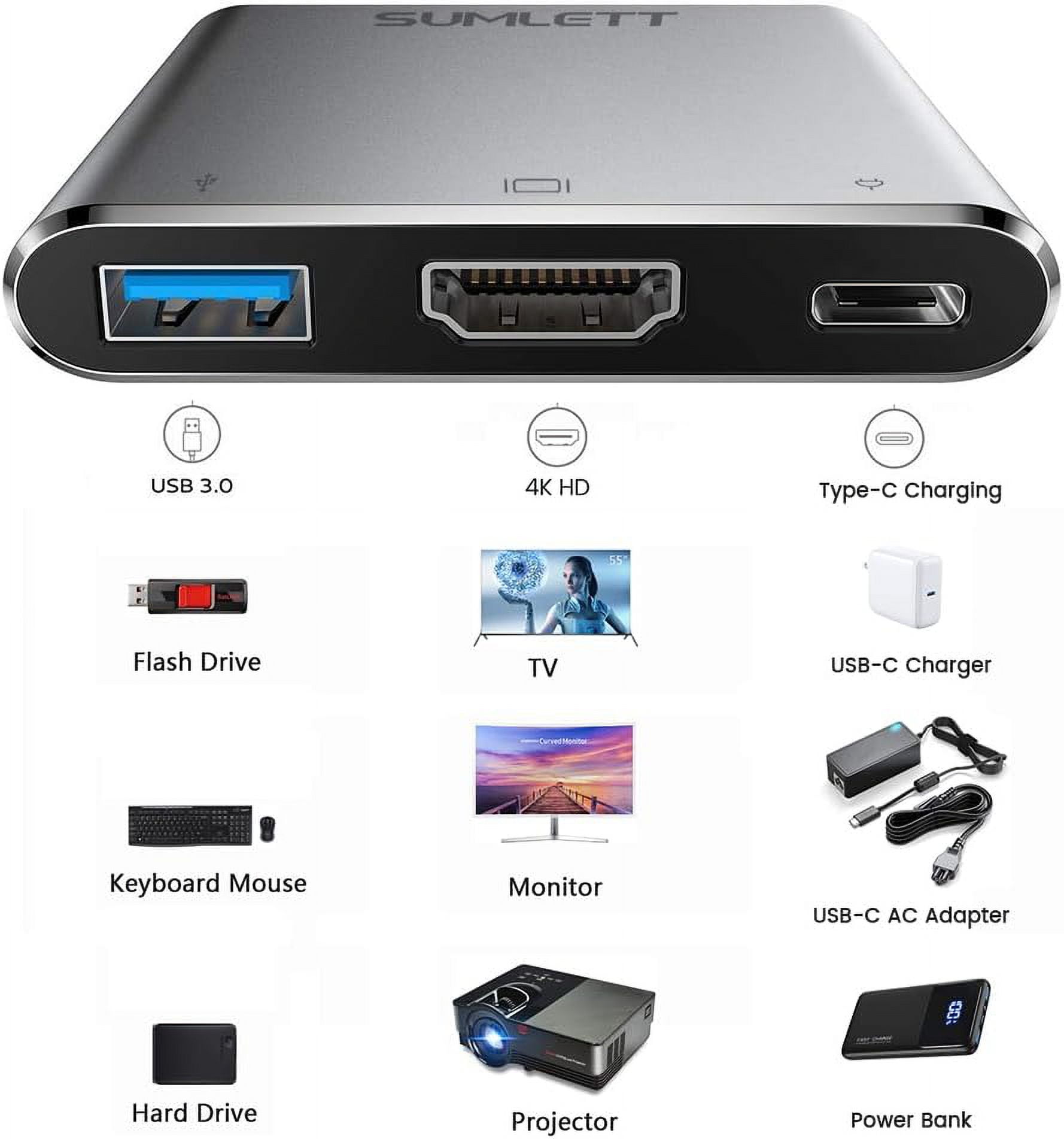 TRAHOOUSB C to HDMI Adapter,USB Type C Digital AV Multiport 4K Display