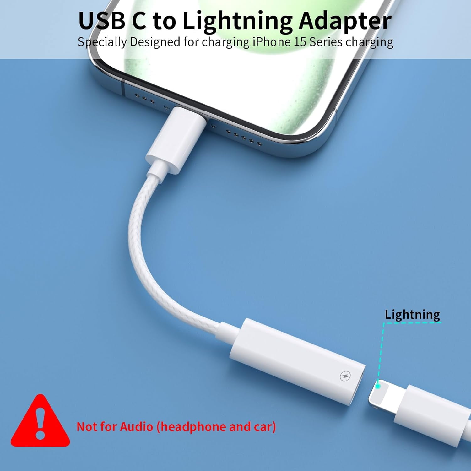 USB C To Lightning Audio Adapter 2 Pack - Type C Male To Lightning Female Headphone Converter