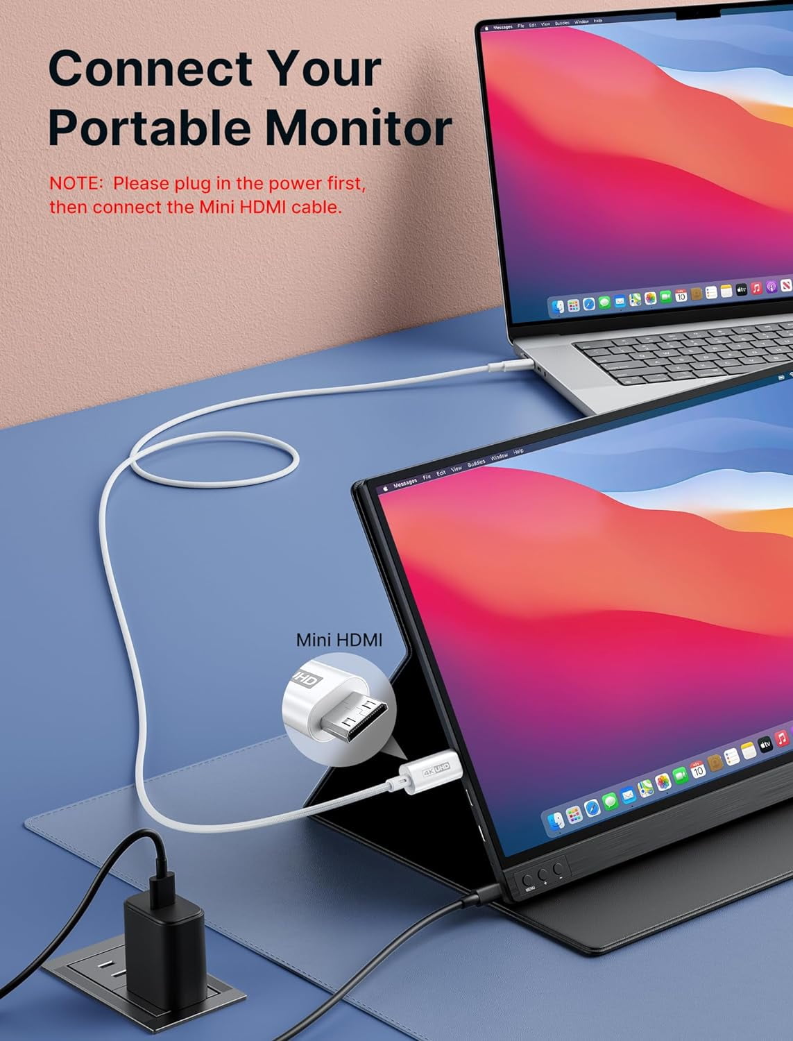 TRAHOOUSBC to Mini HDMI Cable 3FT (NOT HDMI), Laptop to Portable