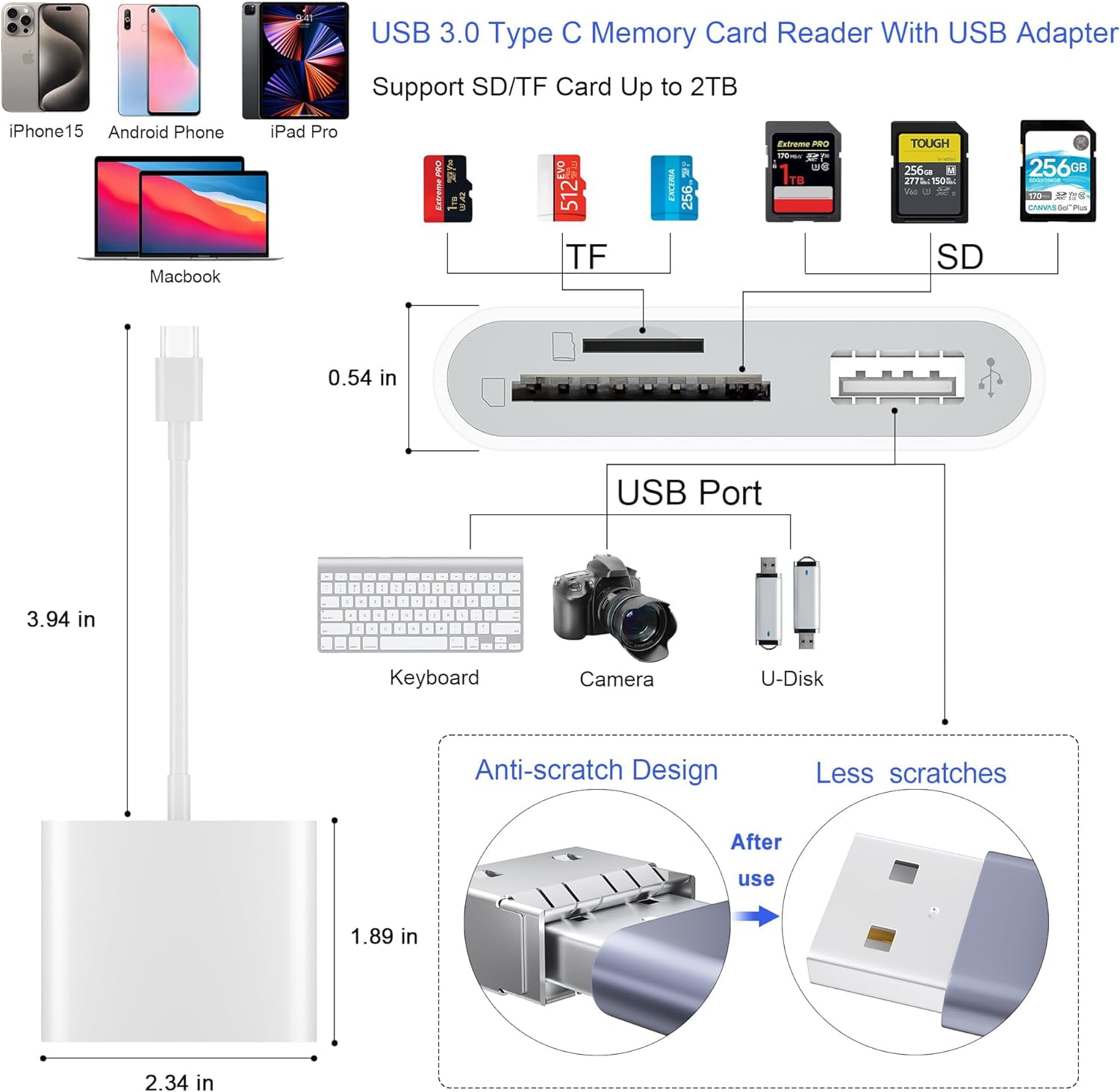 TRAHOOUSB C SD Card Reader, USB 3.0 High Speed to SD/MicroSD Card