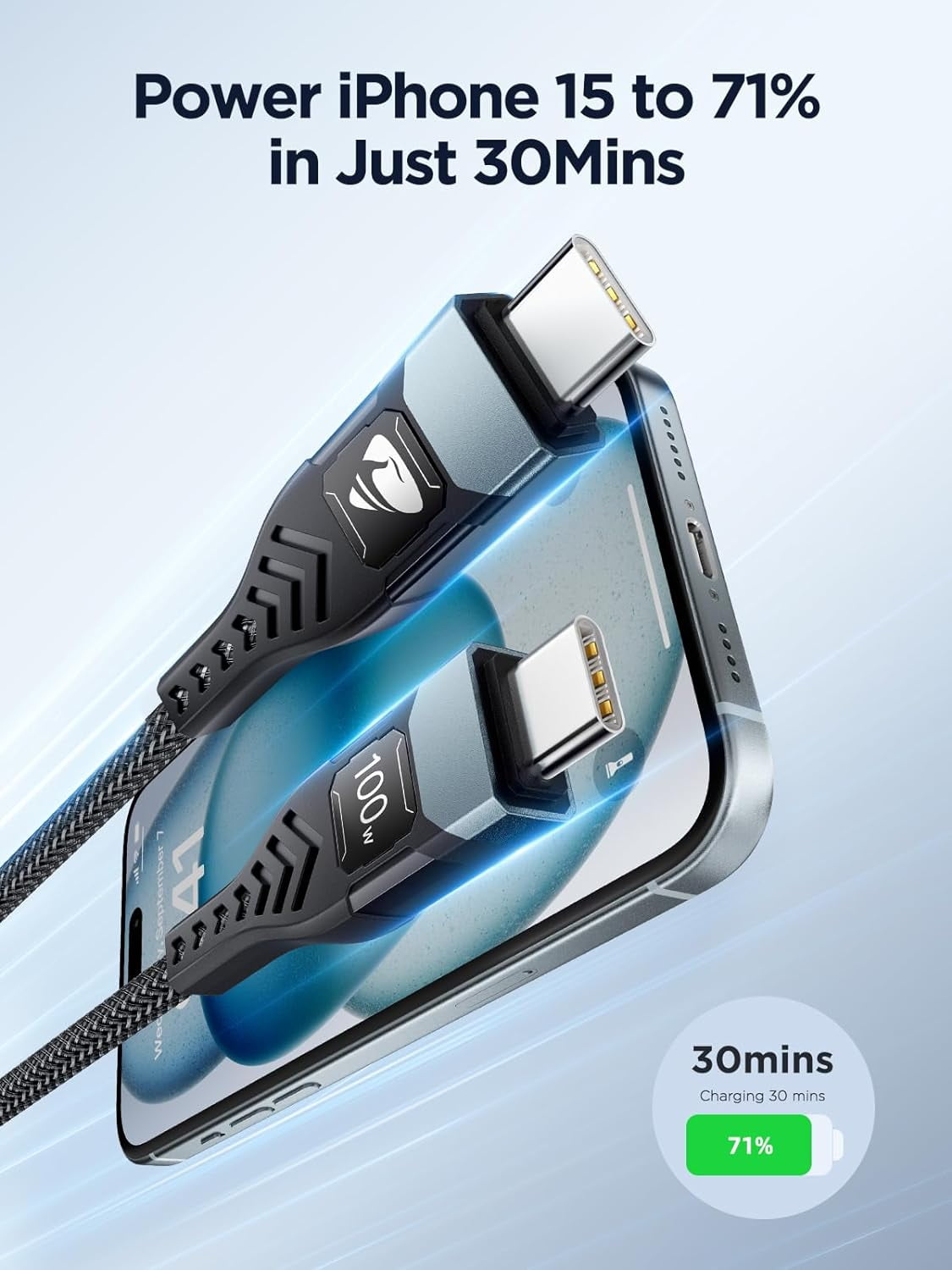 TRAHOOUSB C to USB C Cable 100W USBC to USBC [6FT 2Pack] 5A USB Type C