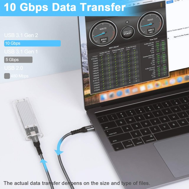 TRAHOOUSB C to USB C Cable 3ft, 10Gbps USB 3.1 Gen 2 Cord 5A Fast