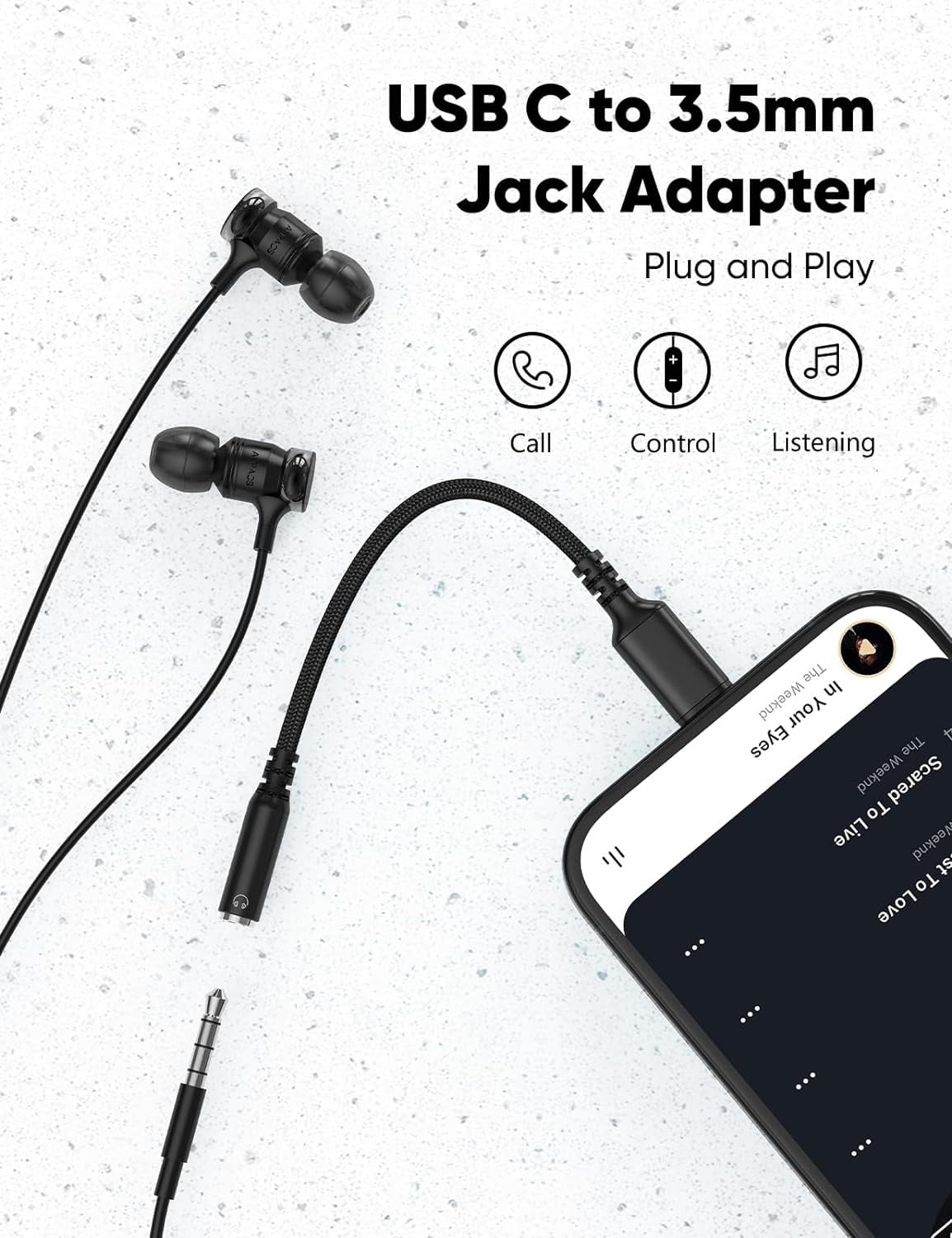 TRAHOOUSB Type C to 3.5mm Female Headphone Jack Adapter, (3Pack) USB