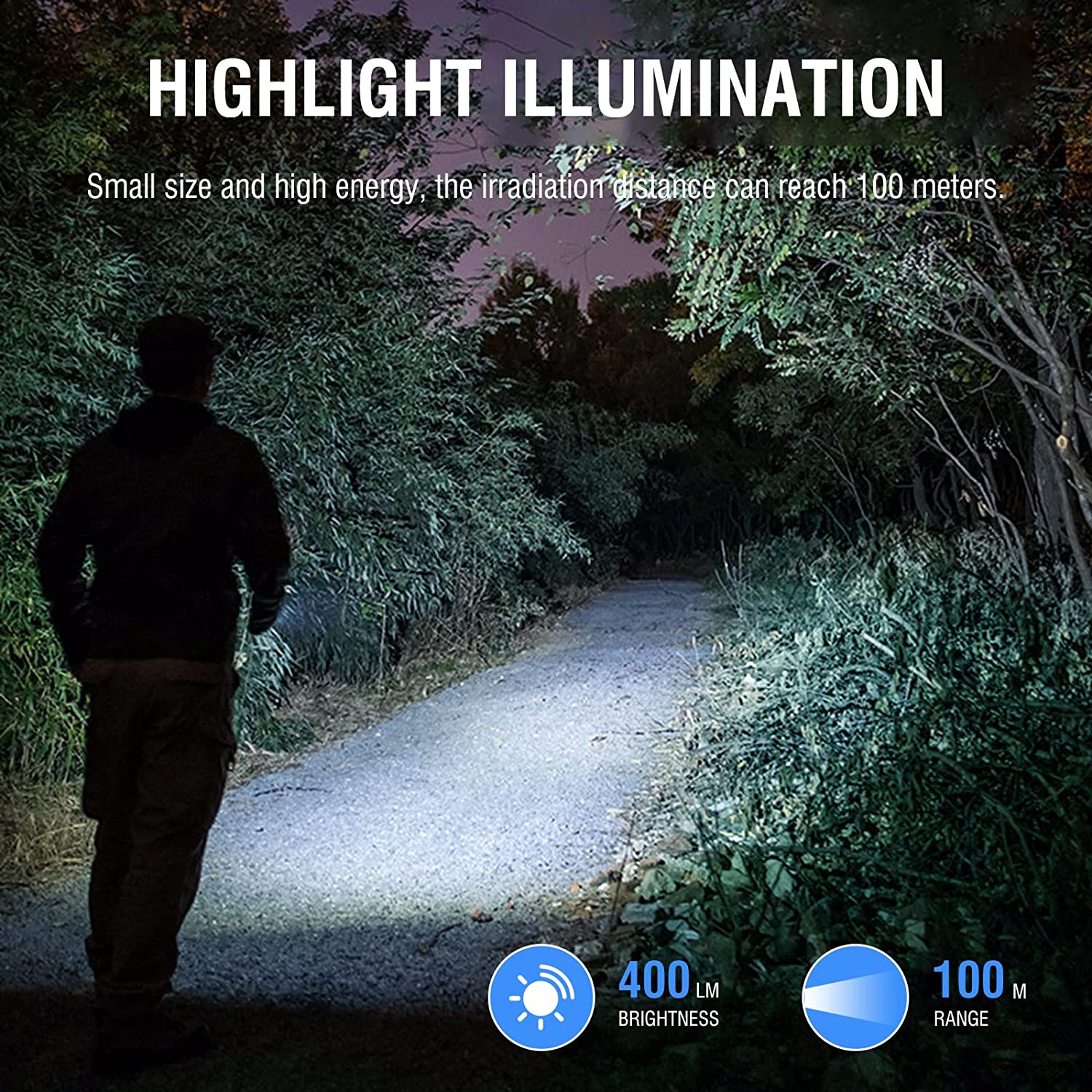 TRAHOOV1 Mini Powerful EDC Flashlight Super Bright 400 Lumens with UV