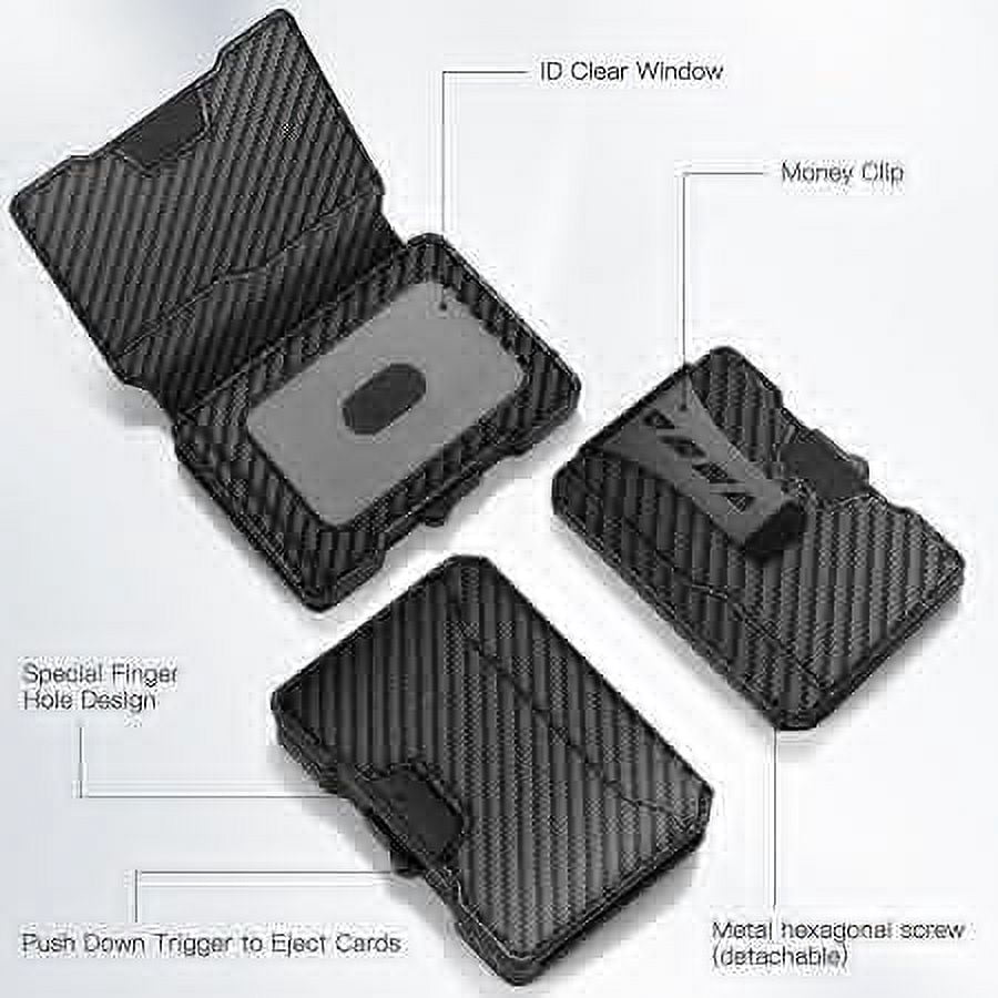 Men's Slim Black Leather Bifold Wallet - Front Pocket ID Window & Money Clip (Bullz Wallet)