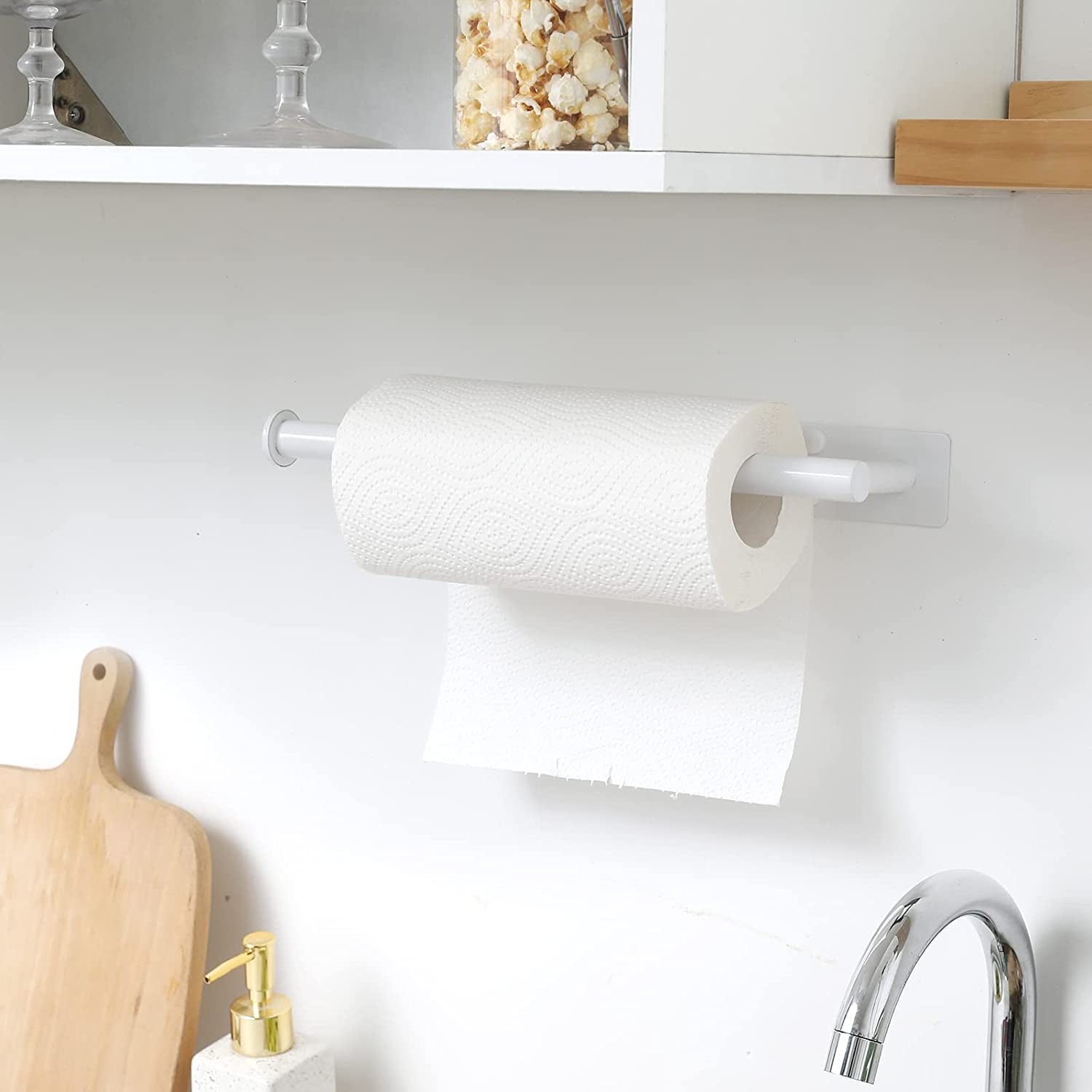 TRAHOOWhite Paper Towel Holder Under Paper Towel Holder for