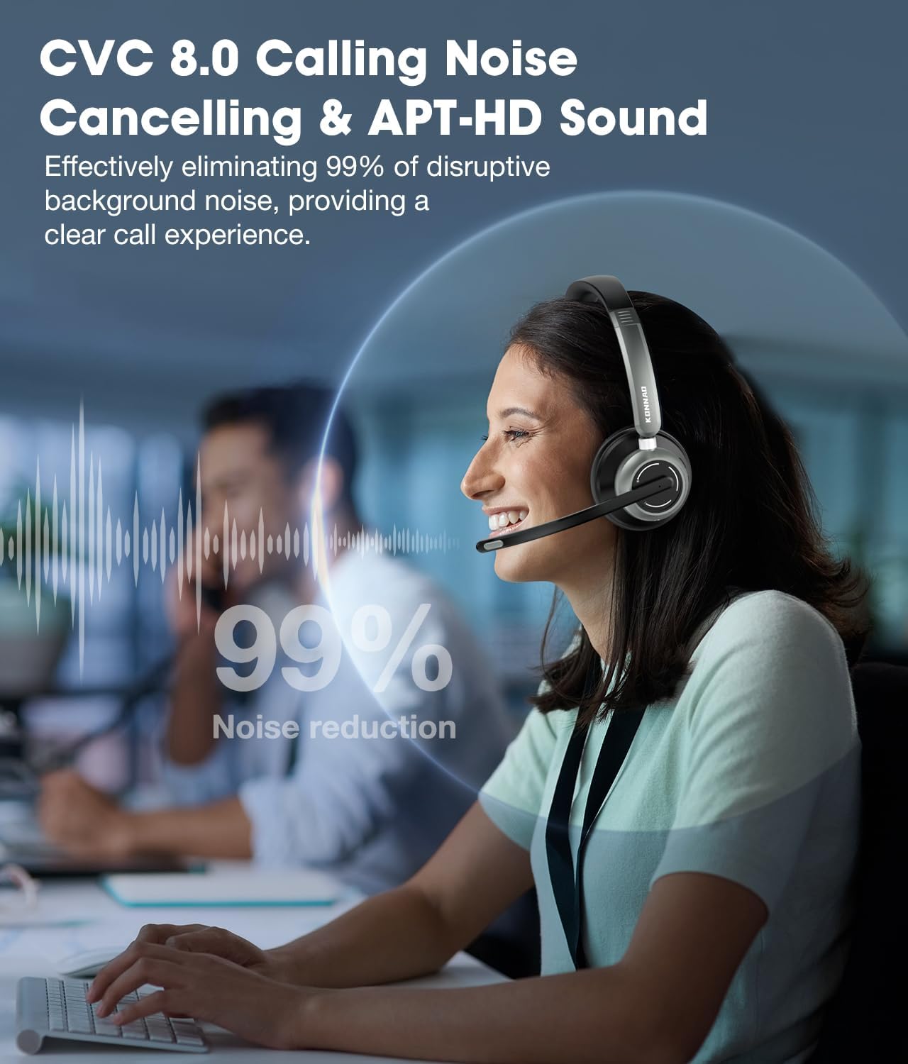 TRAHOOWireless Headset with AI Noise Cancelling Microphone, V5.3