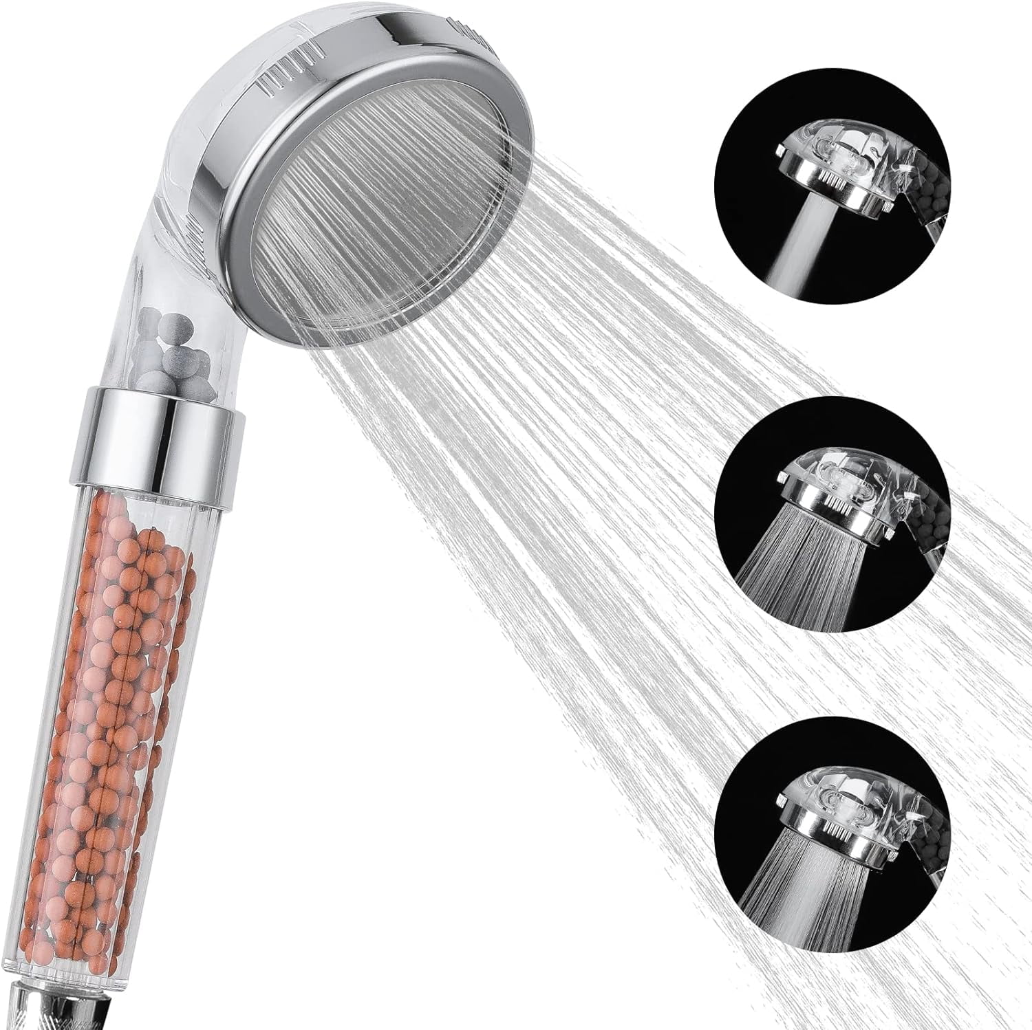 TRAHOO-Zen Body Shower Head, High Pressure Hand Held Rainfall 3 Mode Shower Envy Shower Head Filter for Dry Hair & Skin