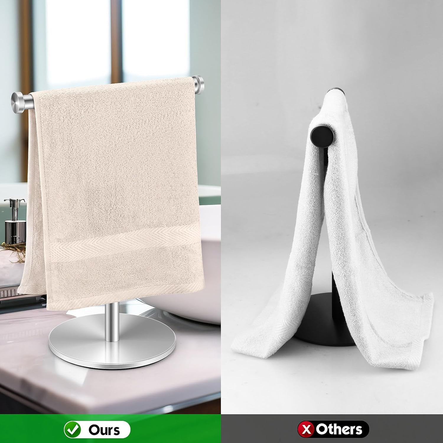 TRAHOOand Towel Holder, Stainless Steel Bathroom Towel Racks