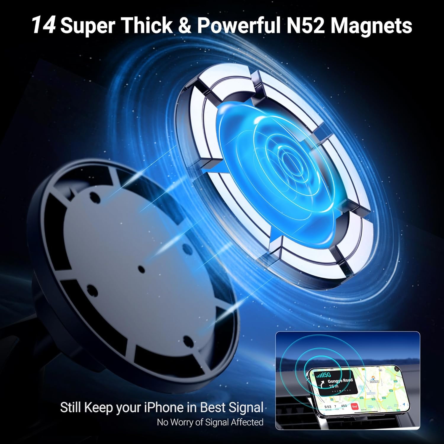 TRAHOOfor MagSafe CD Phone Holder for Car Mount [Fit 99] CD Player