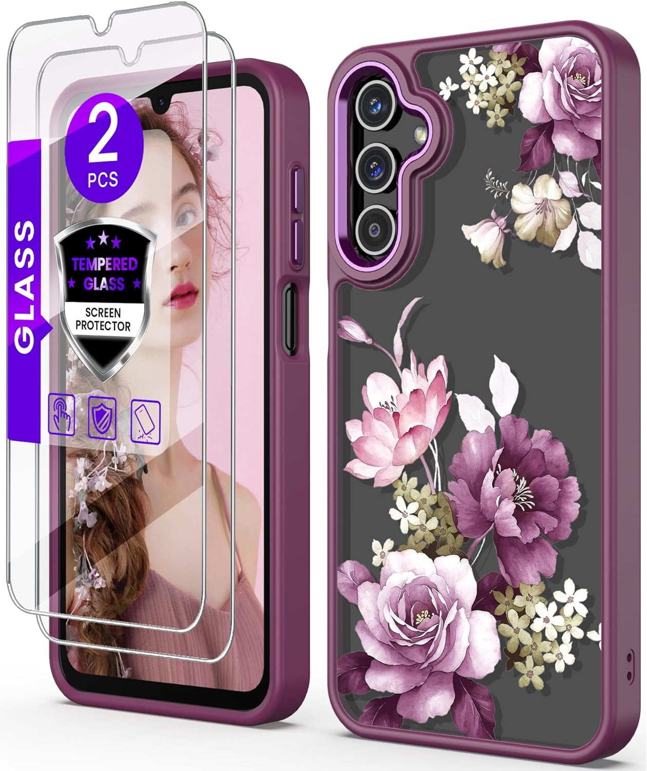 TRAHOOfor Samsung Galaxy A15 5G Case+Tempered Glass Screen Protector