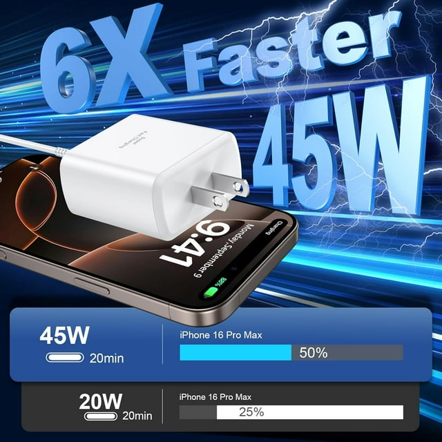 TRAHOOiPhone 16 Pro Max Charger Fast Charging,45W iPhone 16 Charger USB C Super Fast Charger
