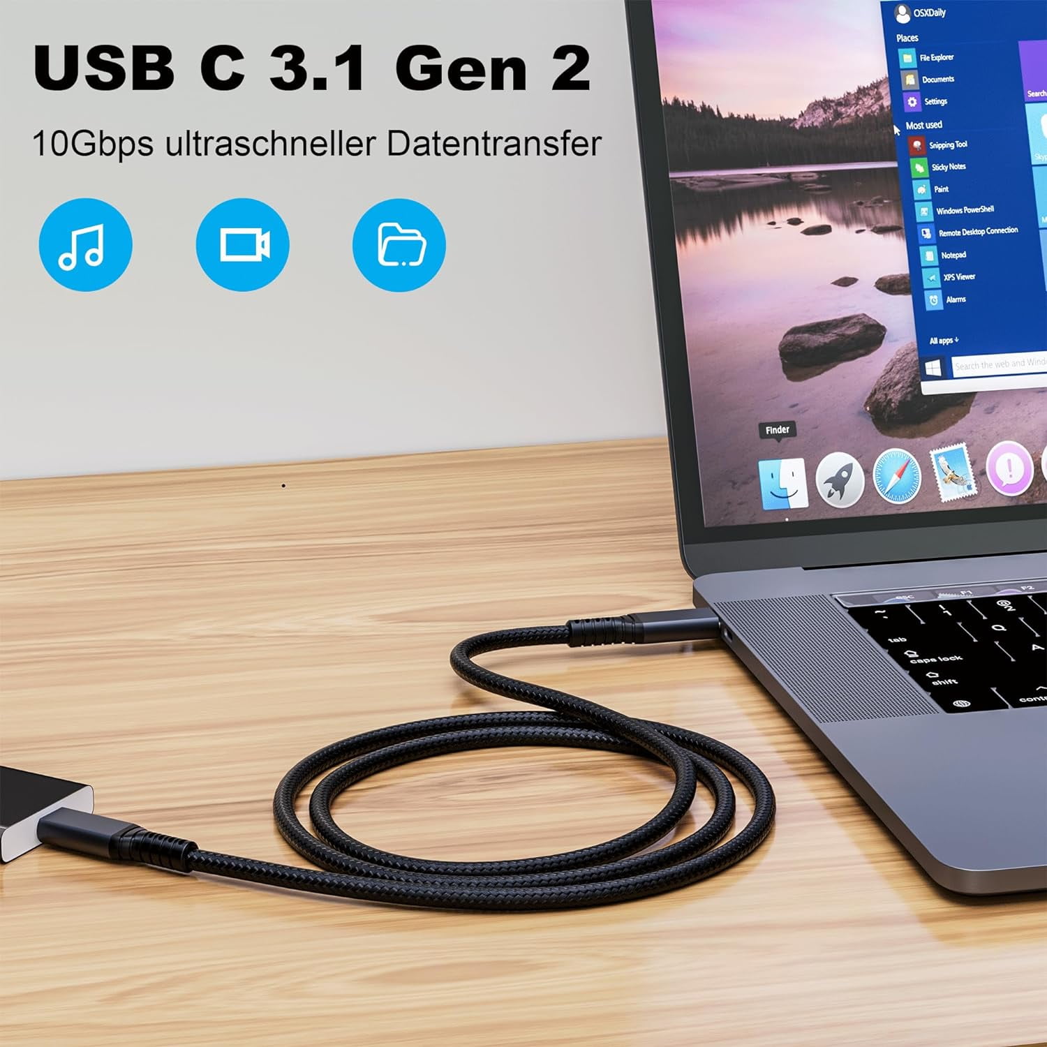 TRAHOOusb c 3.1 cable,usb c 10gbps type c data transfer cable 4K Video