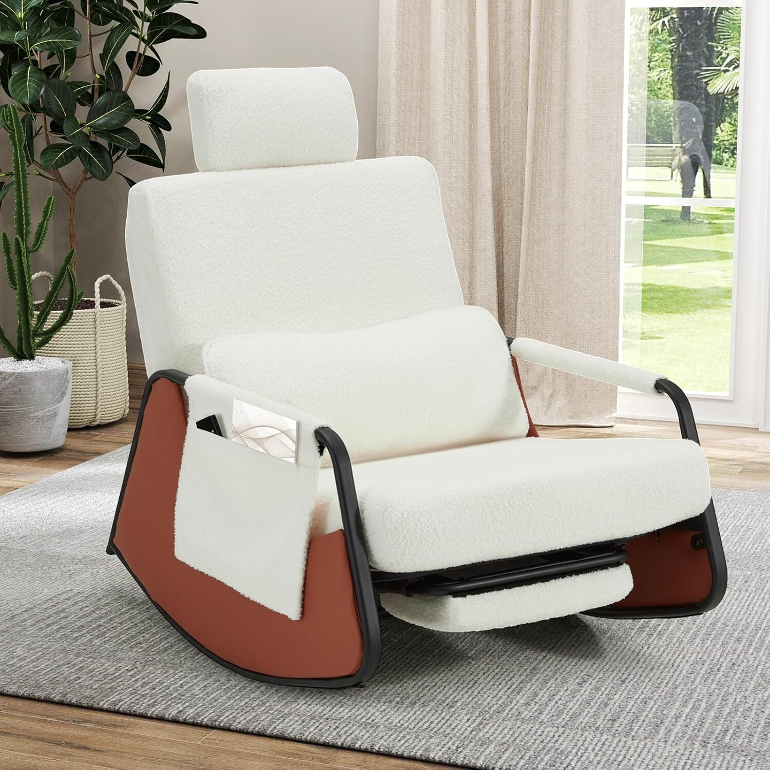 TRAILBLOOM Glider Rocking Chair with Retractable Footrest & Adjustable ...
