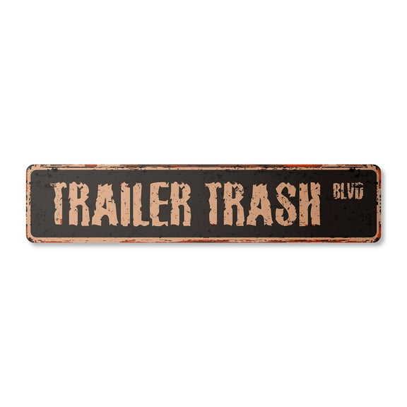 TRAILER TRASH Vintage Aluminum Street Sign white park redneck hick mobile rustic metal tin | Indoor/Outdoor | Â 18" Wide