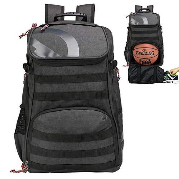TRAILKICKER 35L Soccer Backpack with Attachable Shoe Bag and Ball Compartment, Sports Backpack for Basketball, Gym, Football & Volleyball, Charcoal Gray