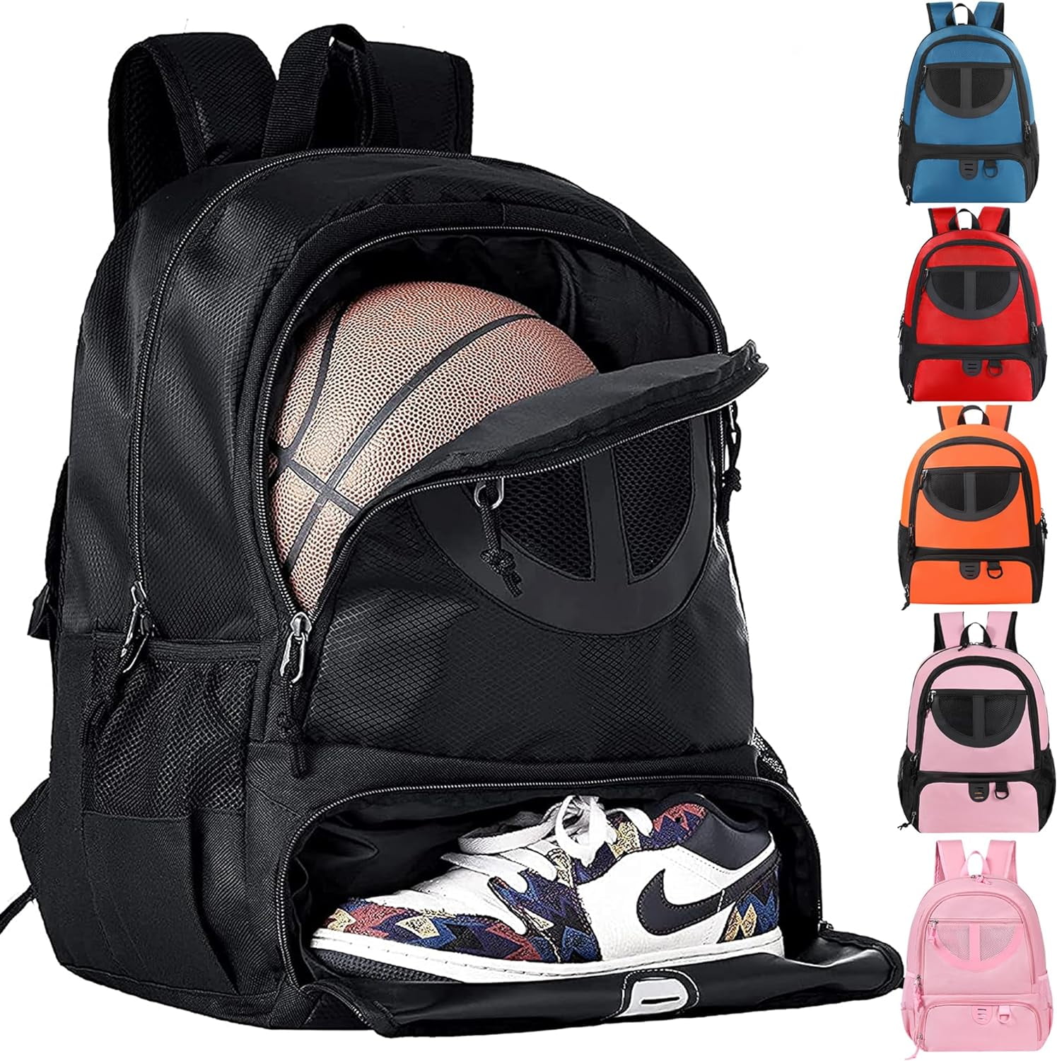 TRAILKICKER Sports Backpack Mesh Black Ball Shoe Compartment for Basketball Soccer Volleyball Football Walmart