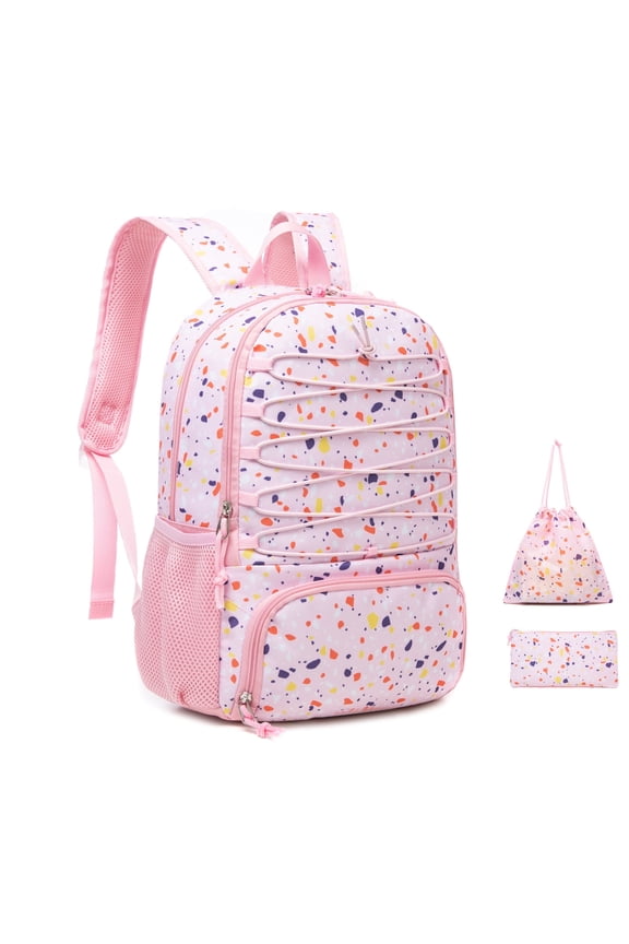 Backpack with Pencil Case - 16Inch Lightweight All-in-One Casual Backpack for Women & Men, College Laptop Bag, Pink Rucksack for Travel & Work