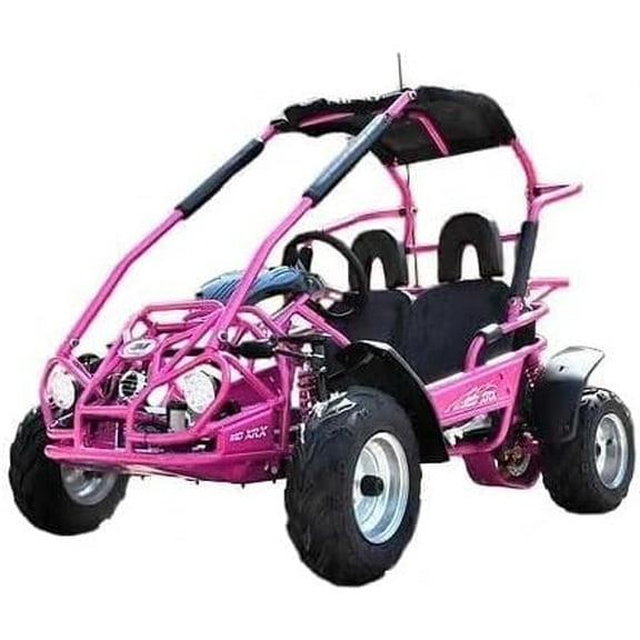 TRAILMASTER Mid XRX/R - Deluxe Go Kart Buggy with Reverse, Full roll cage and Safety Harness, Ages 10 and up, 196 CC Electric Start. with Assembled Version Now! (Pre-Assembled, Pink)