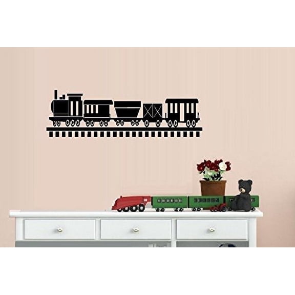 TRAIN #44 (add TRACKS option) Wall or Window Decal (BLACK TRAIN)