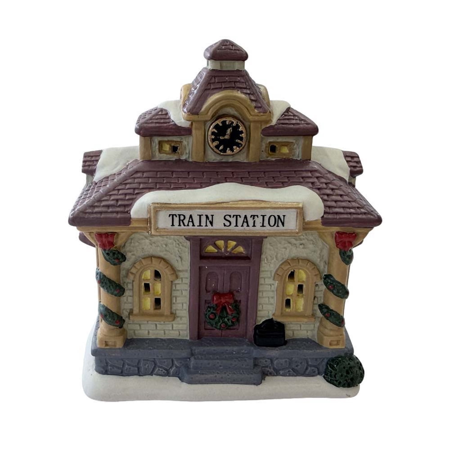 Porcelain Train Station Mini Christmas Village Building, Multicolor, 4", by Holiday Time
