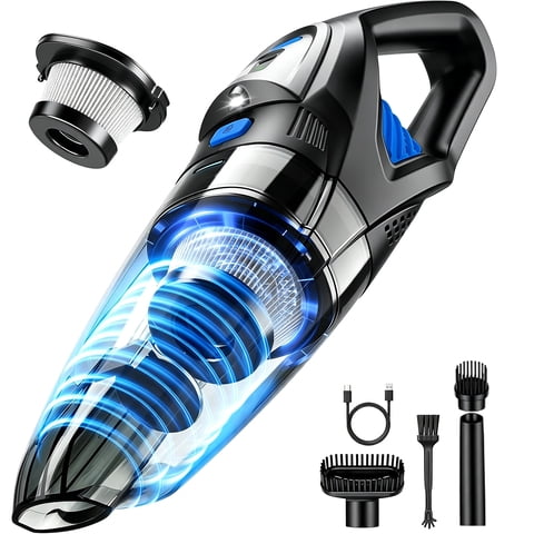 TRAKAR Handheld Vacuum Cordless, 28000PA Strong Suction Hand Held Car Vacuum Cleaner, Portable Hand Vacuum Rechargeable with Nozzles & LED Light for Home, Car, Office, Pet Hair