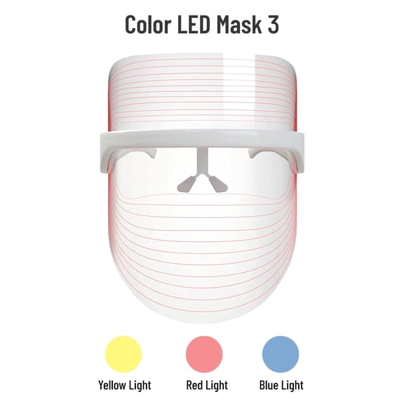 TRAKK LED Face Mask Light  3 Color LED Mask for Skincare  Red, Blue, Yellow Light Mask for Face  Rechargeable Light Face Mask for Acne, Wrinkles & Glow