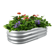 TRAMULL 4*2*1FT Raised Garden Bed Kits, Outdoor Oval Metal Galvanized Ground Planter Garden Boxes for Planting Plants Vegetables