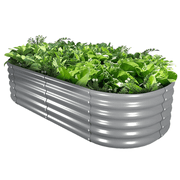 TRAMULL 6X2X1.5 ft Galvanized Raised Garden Beds Outdoor, Oval Round Metal Planter Box (Quartz Grey)