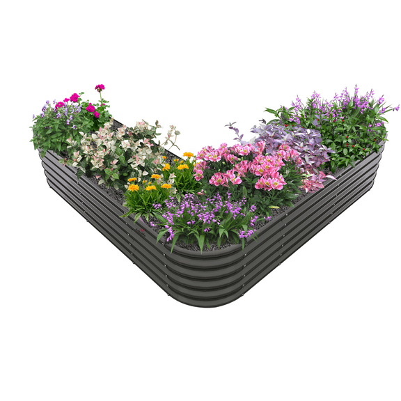 TRAMULL Heart-Shaped Galvanized Raised Garden Beds Outdoor,81x81x18in Large Metal Planter Box  (Quartz Grey)