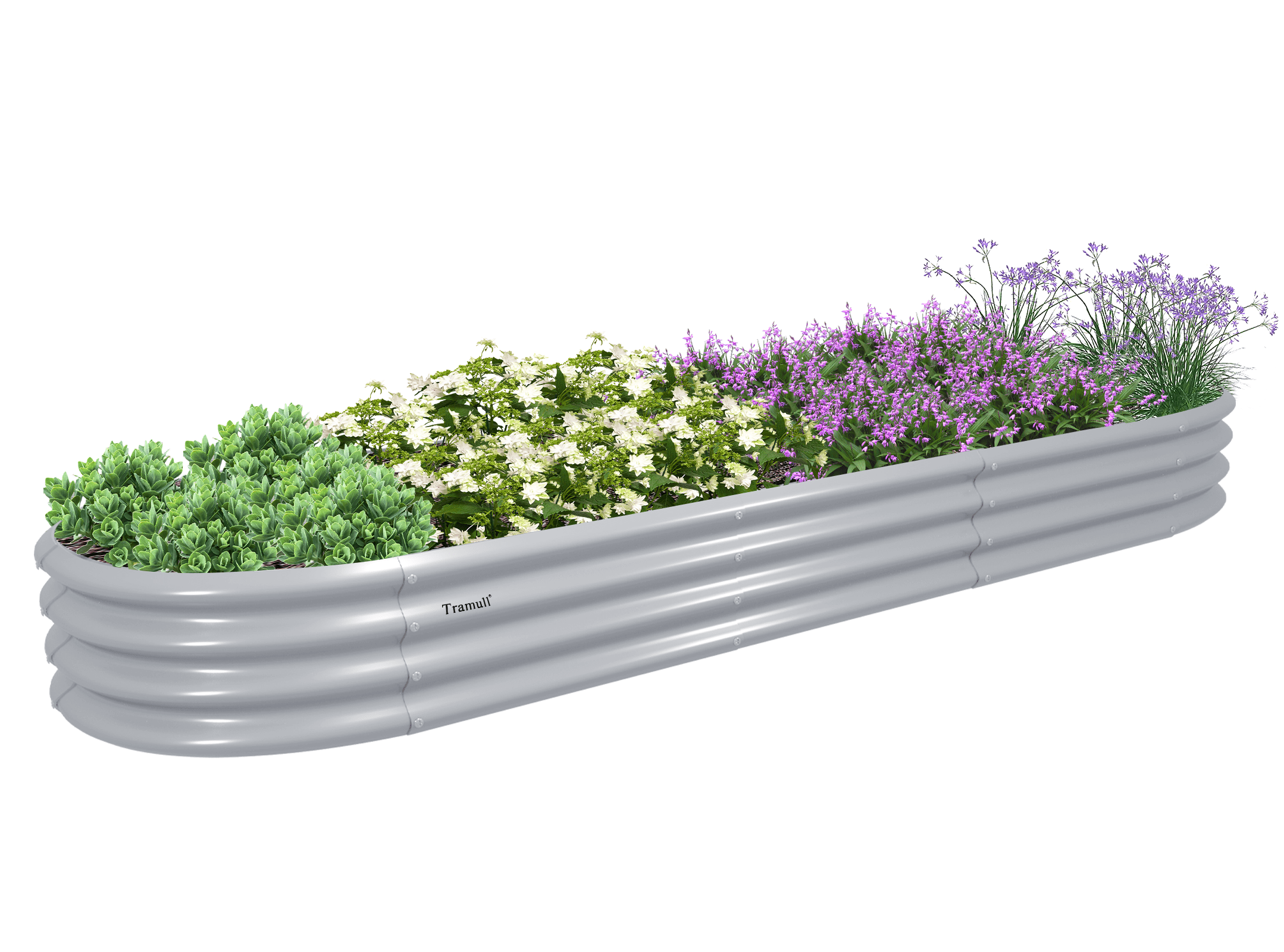 TRAMULL Rust Resistant Galvanized Raised Garden Bed Kit, 12x2x1FT, Oval Metal Planter Box, Gray
