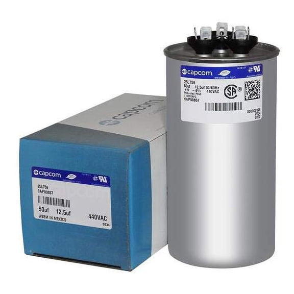 TRANE CPT00657 Run Capacitor, 12.5+50 MFD, 440V