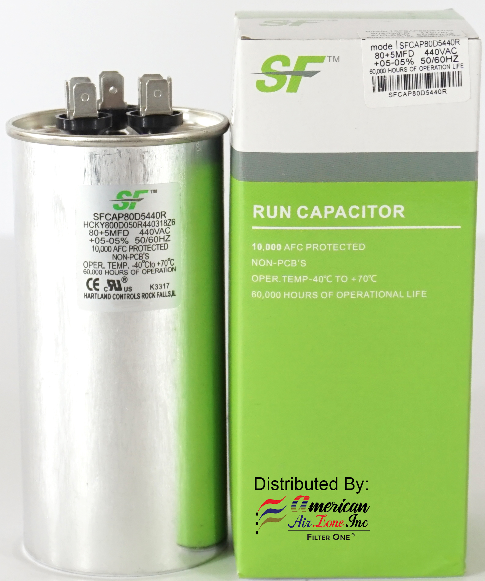 TRANE SF Dual Run Capacitor - 80 + 5 MFD µF (MicroFarad) 370