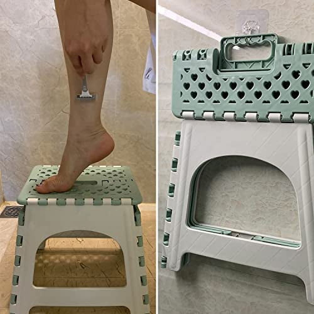 TRANOMOS Shower Foot Rest, Shower Stool for Shaving Legs, Folding Plastic Shower Step Stool for