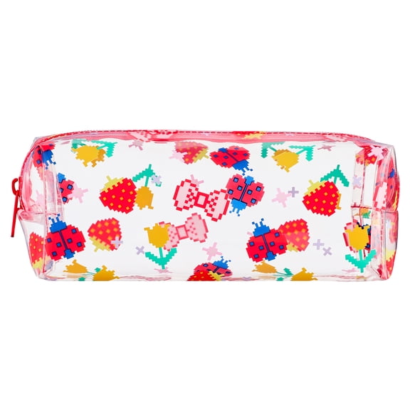 Pen + Gear Translucent Pixel Icon Pencil Pouch, Red, Educational Level: Perfect for Students of All AgesElementary, Middle School, High School, College, and Adult Professionals
