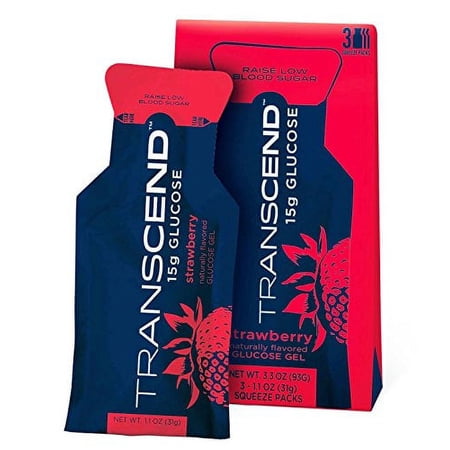 TRANSCEND 15g Glucose Gel Strawberry - 3 Pack-1.1oz