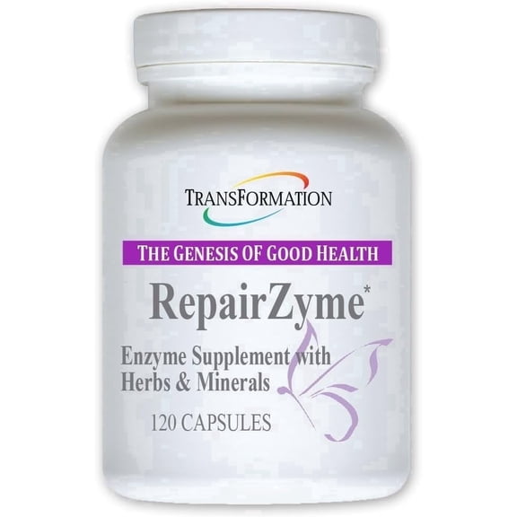 TRANSFORMATION THE GENESIS OF GOOD HEALTH RepairZyme High-Potency Digestive Enzyme Blend Natural Supplement with Herbal Extracts & Essential Minerals for Gut & Digestion, 120 Capsule