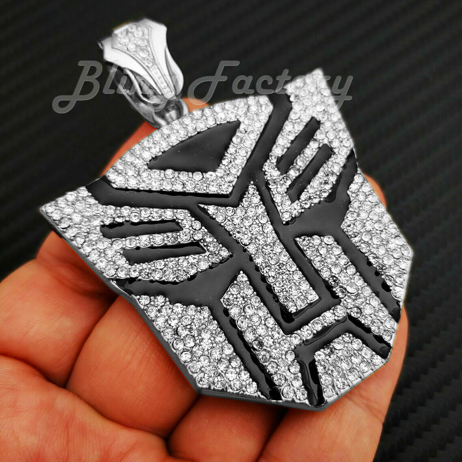 TRANSFORMER AUTOBOT Large Pendant & 16" 24" Iced Cuban Choker Chain